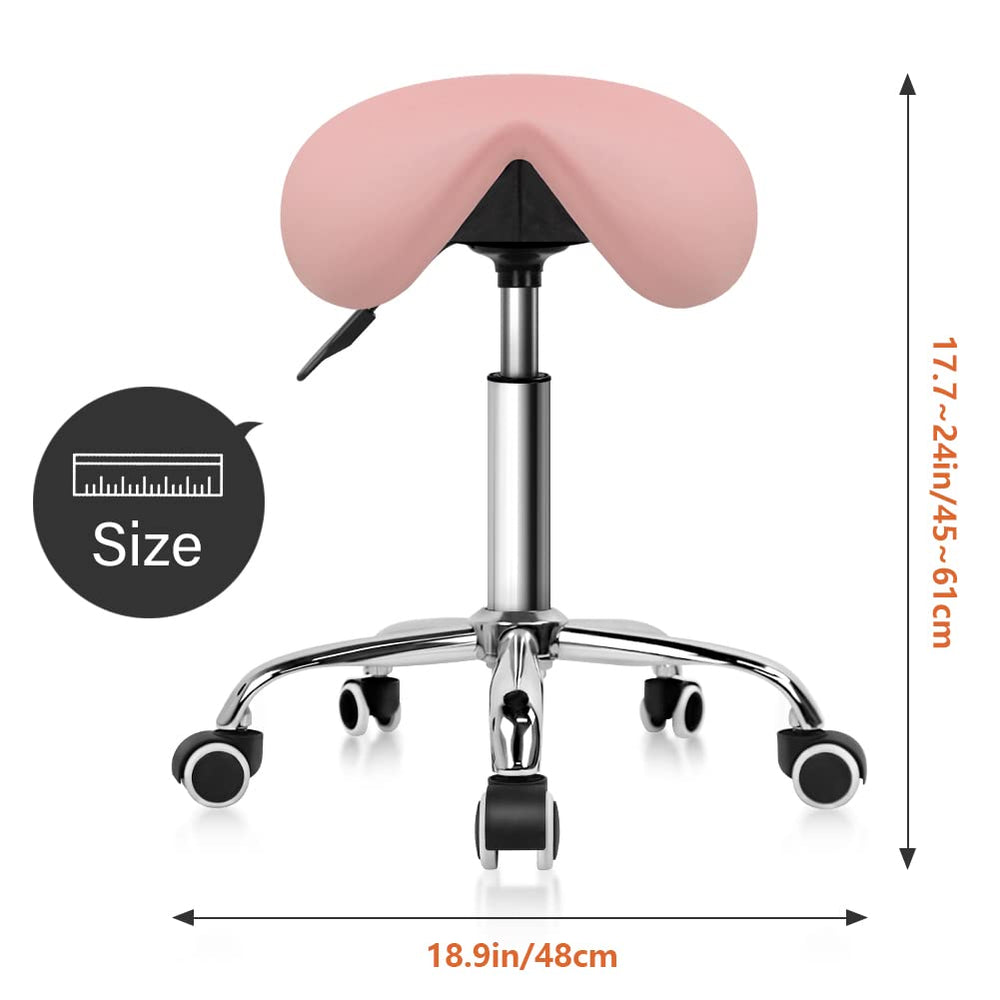 KKTONER saddle stool swivel base wheels demonstrates smooth movement on hard floors