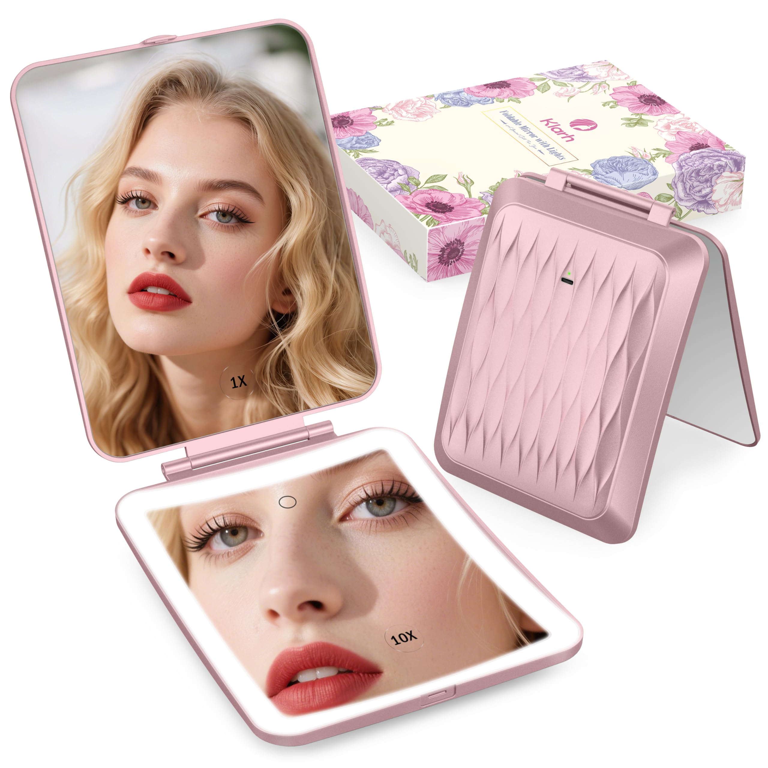 klarh magnifying makeup mirror shows 1x and 10x views for precise makeup application