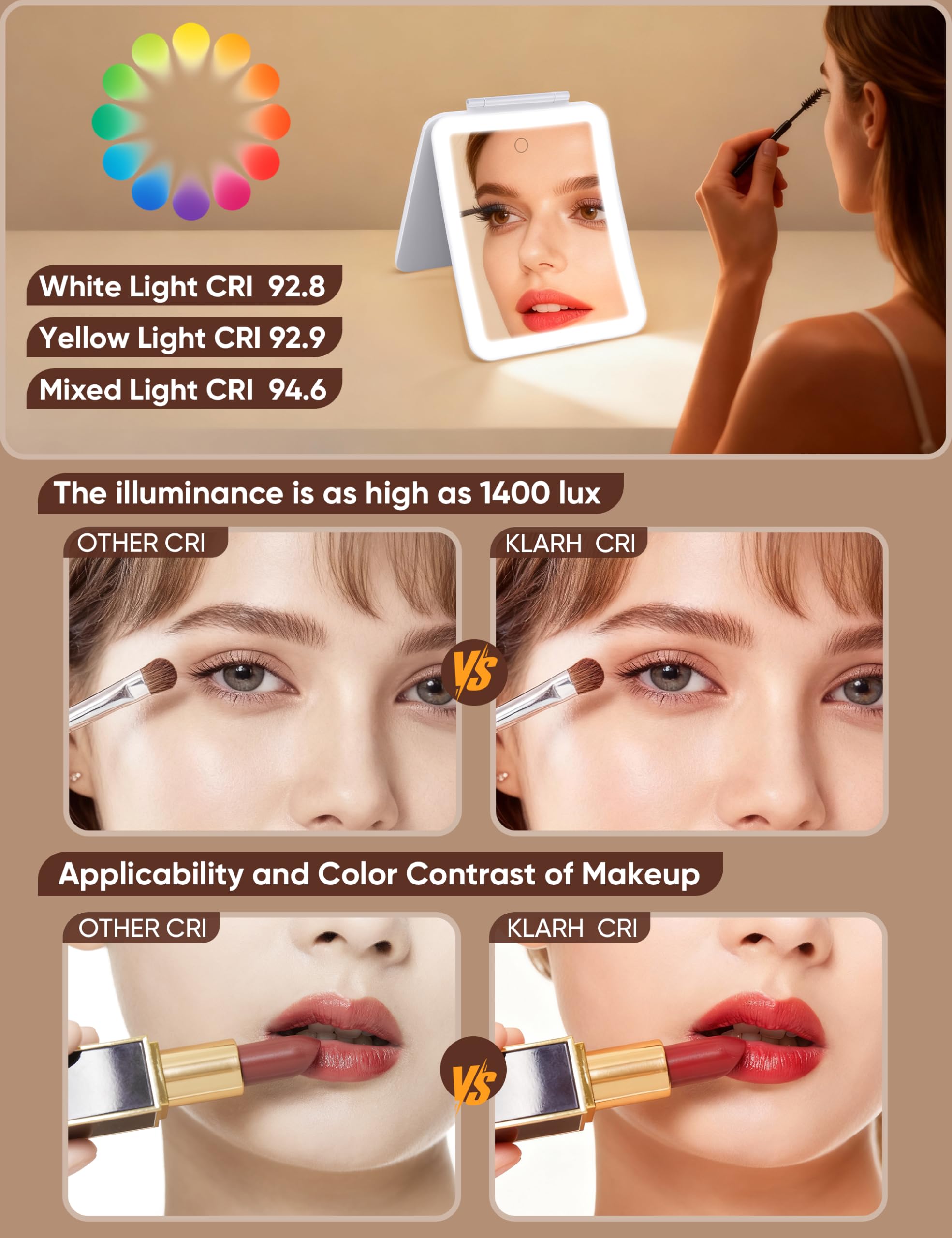 klarh 10x magnification close-up detail for precise makeup application
