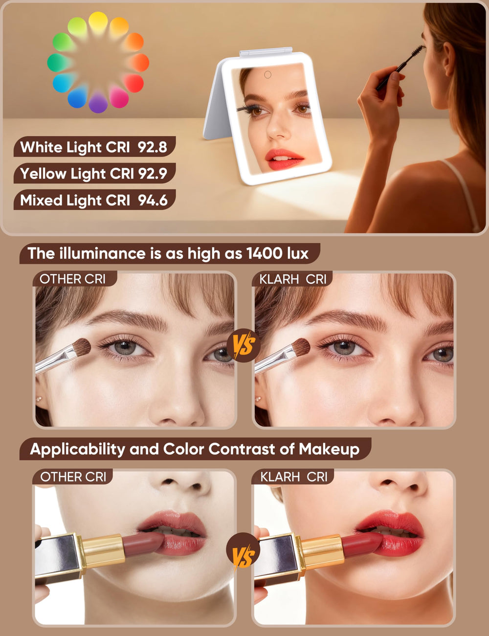 klarh 10x magnification close-up detail for precise makeup application