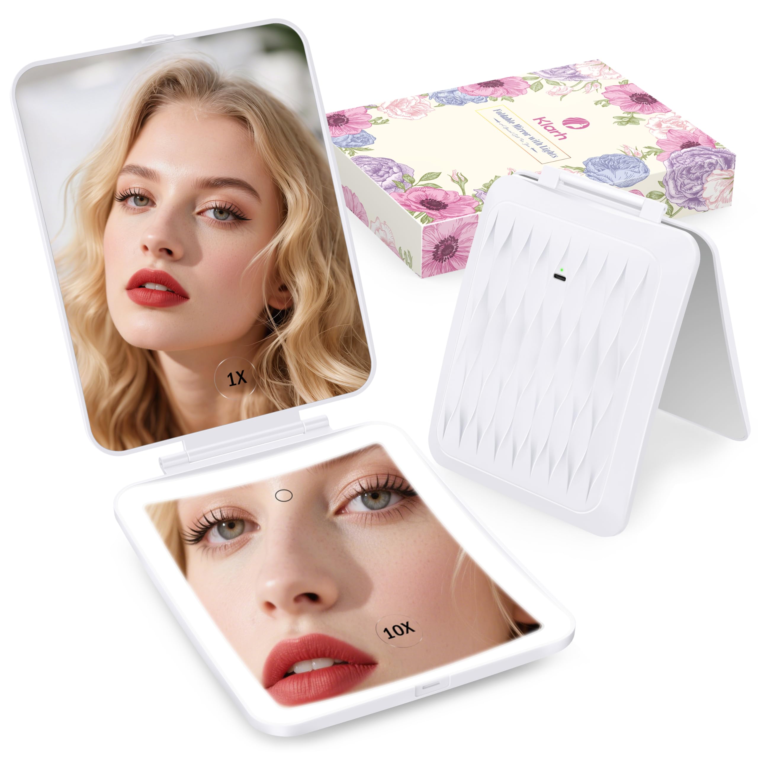 klarh pearl white mirror front view for everyday makeup routines