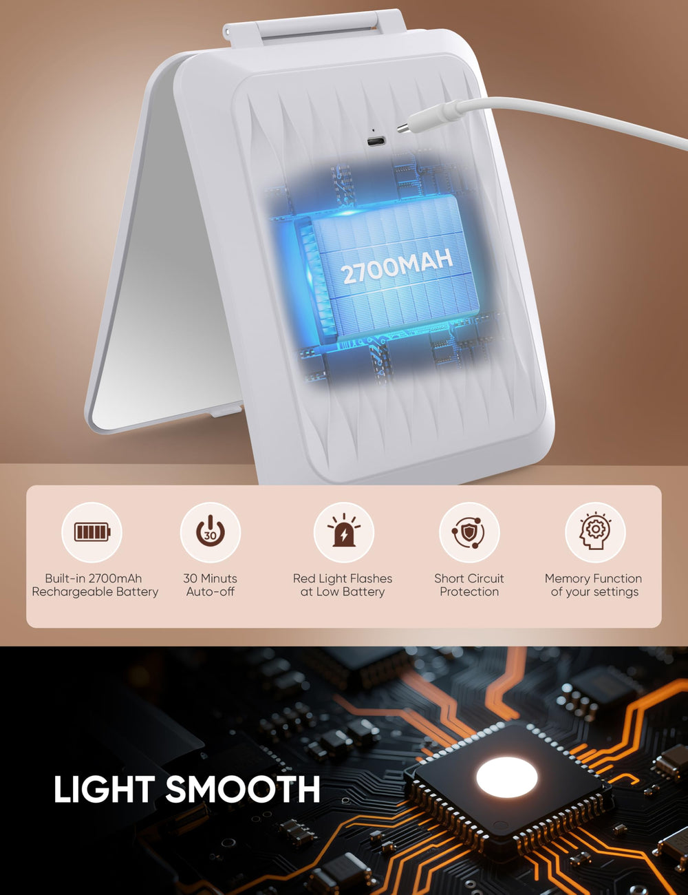 klarh rechargeable 2700mAh battery enables wireless use on the go