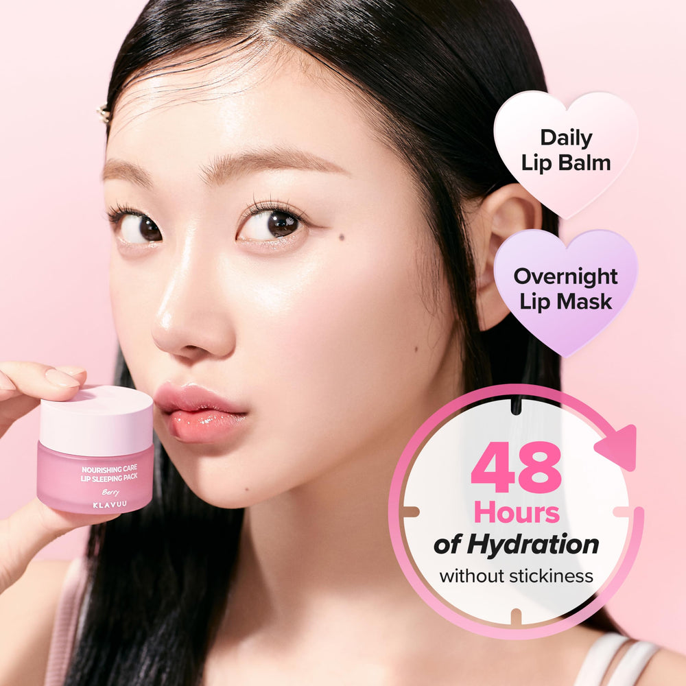 Klavuu Lip Mask Sleeping Pack Vanilla glossy finish adds natural lip shine.