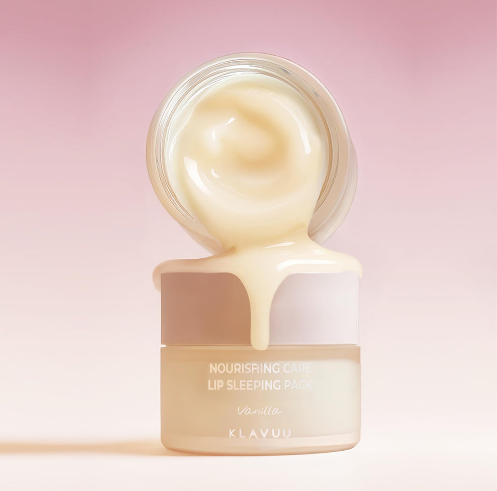 Klavuu Lip Mask Sleeping Pack Vanilla being applied for overnight moisture lock.