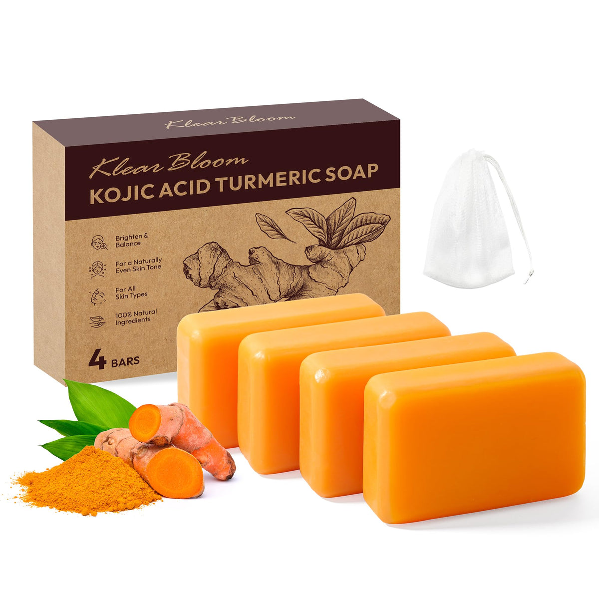 KlearBloom Kojic Turmeric Soap bar lather for brightening cleanser and even skin tone