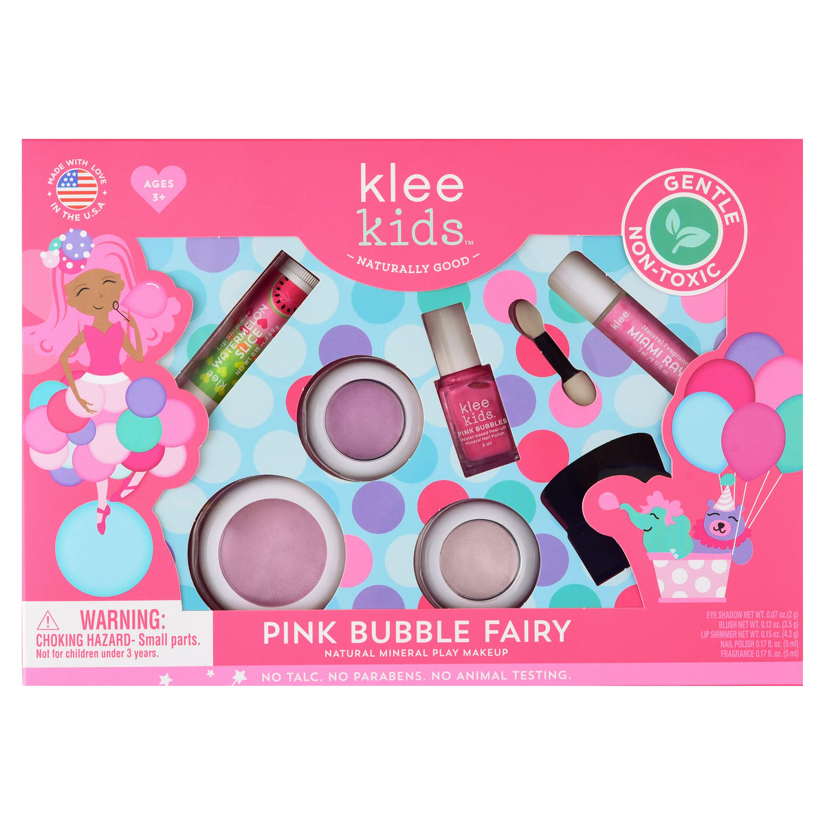 Klee Naturals Luna Star Pink Bubble Fairy box—gentle, non-toxic kids makeup for creative play.