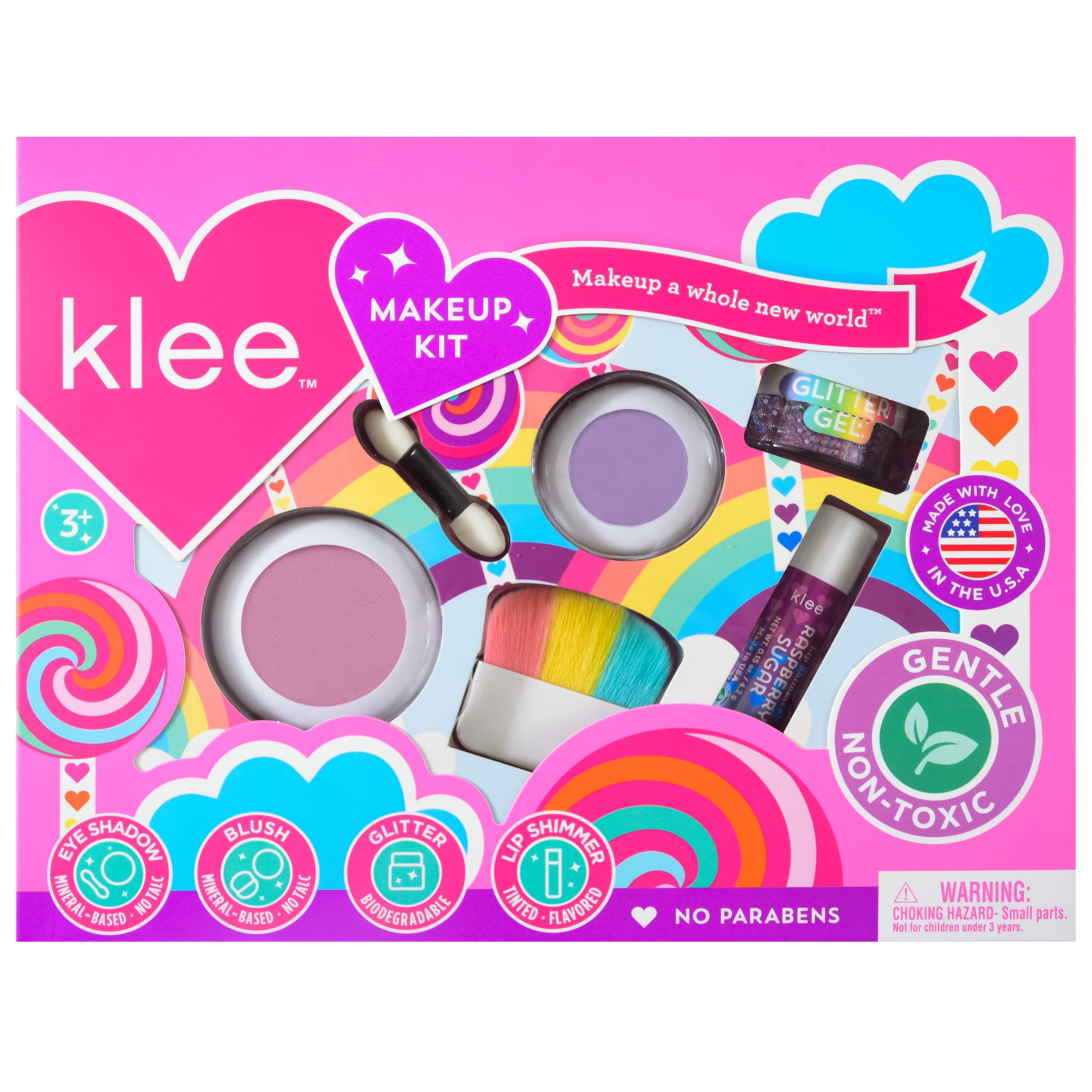 Klee Naturals Whirl With It eye shadow adds gentle color for kids' makeup play.