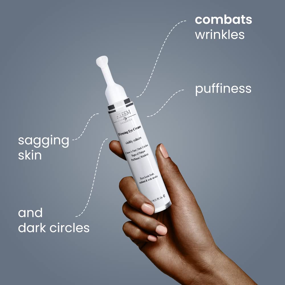 Caffeine depuff action in Kleem Organics eye cream reducing under-eye bags