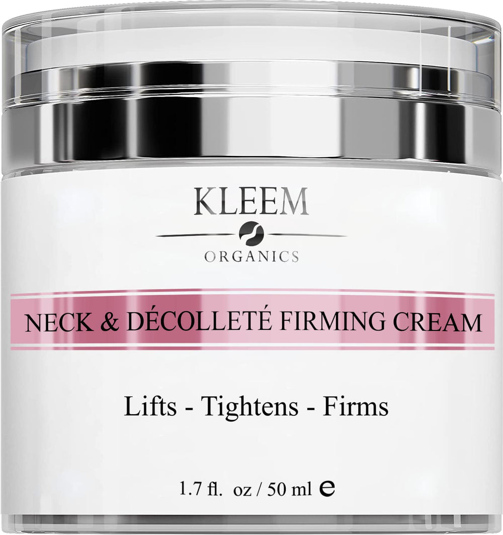 Kleem Organics neck firming cream bottle delivering lightweight hydration for daily use