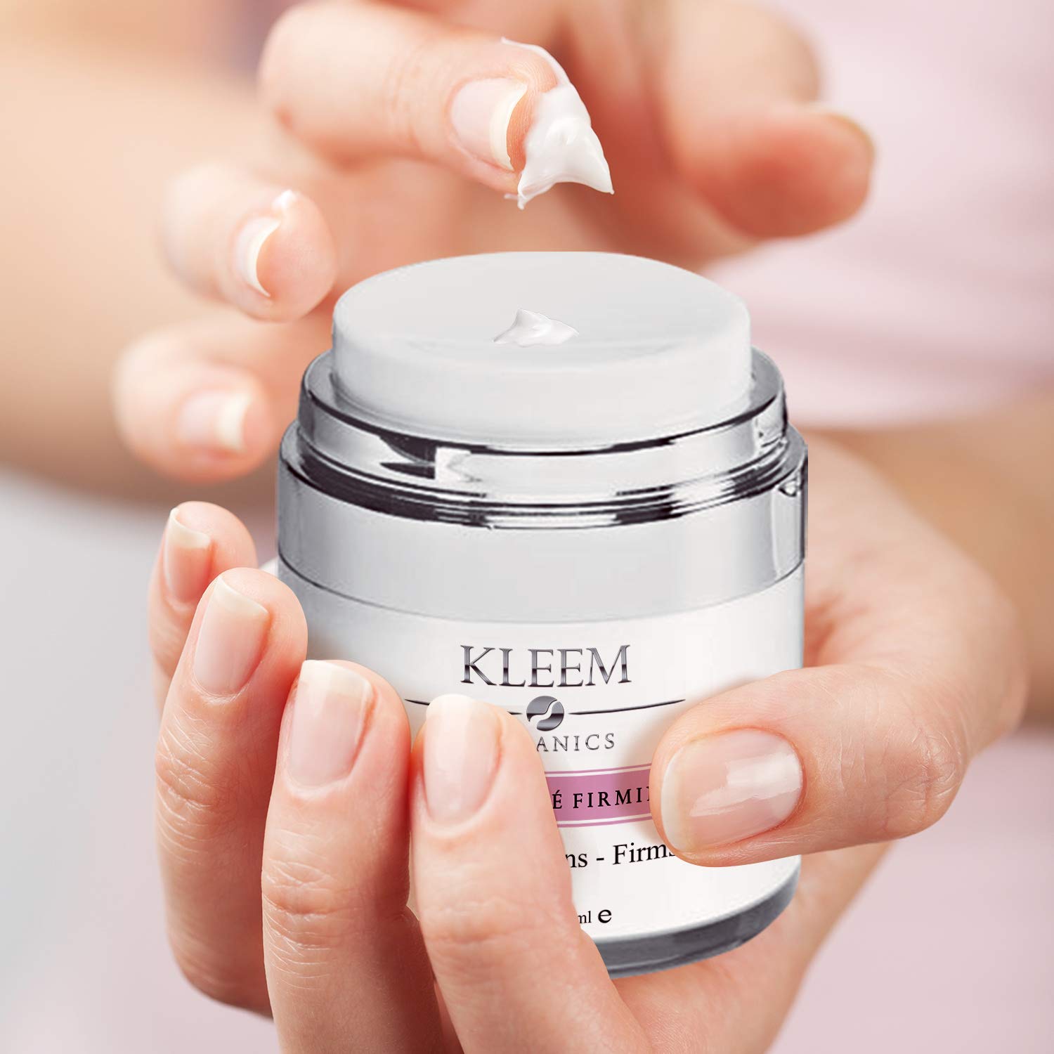 Kleem Organics neck firming cream on neck area demonstrates potential firming support