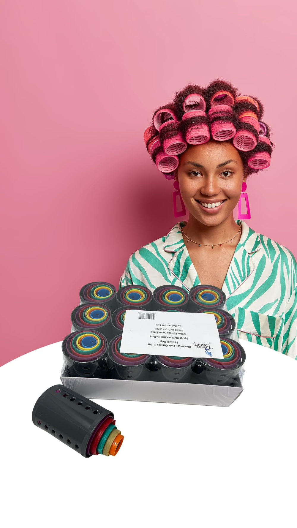 Kleravitex hair curler set featuring 96 rollers for versatile at-home styling.