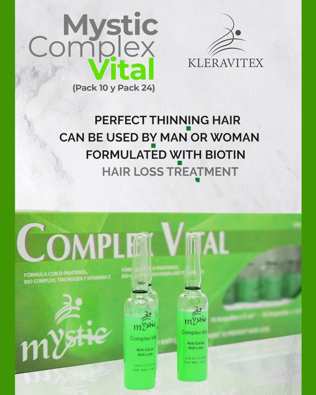 Kleravitex Mystic Complex Vital Ampoules ingredients closeup highlights panthenol and vitamin E benefits
