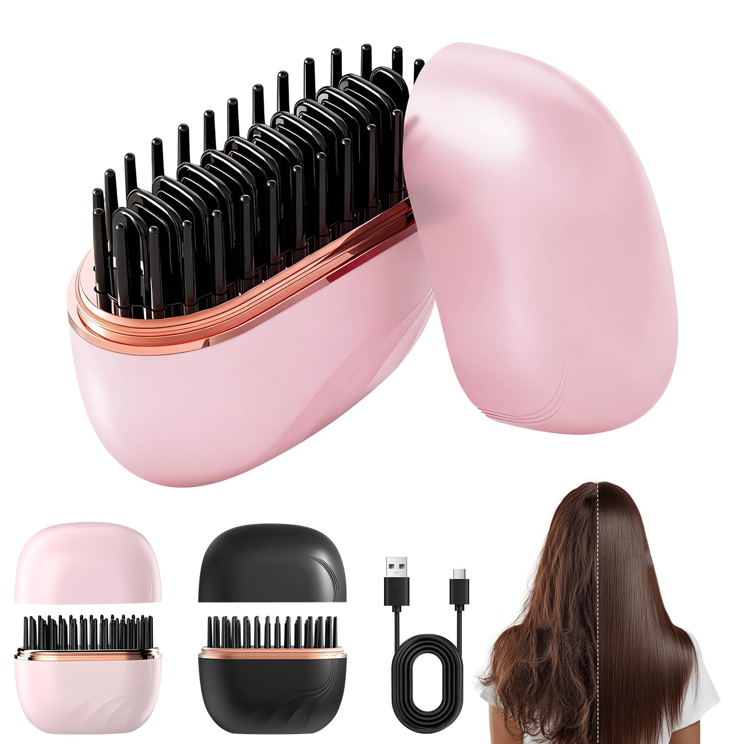 KLIFE mini-straightener pink close-up showing fast 30-second heat for quick styling