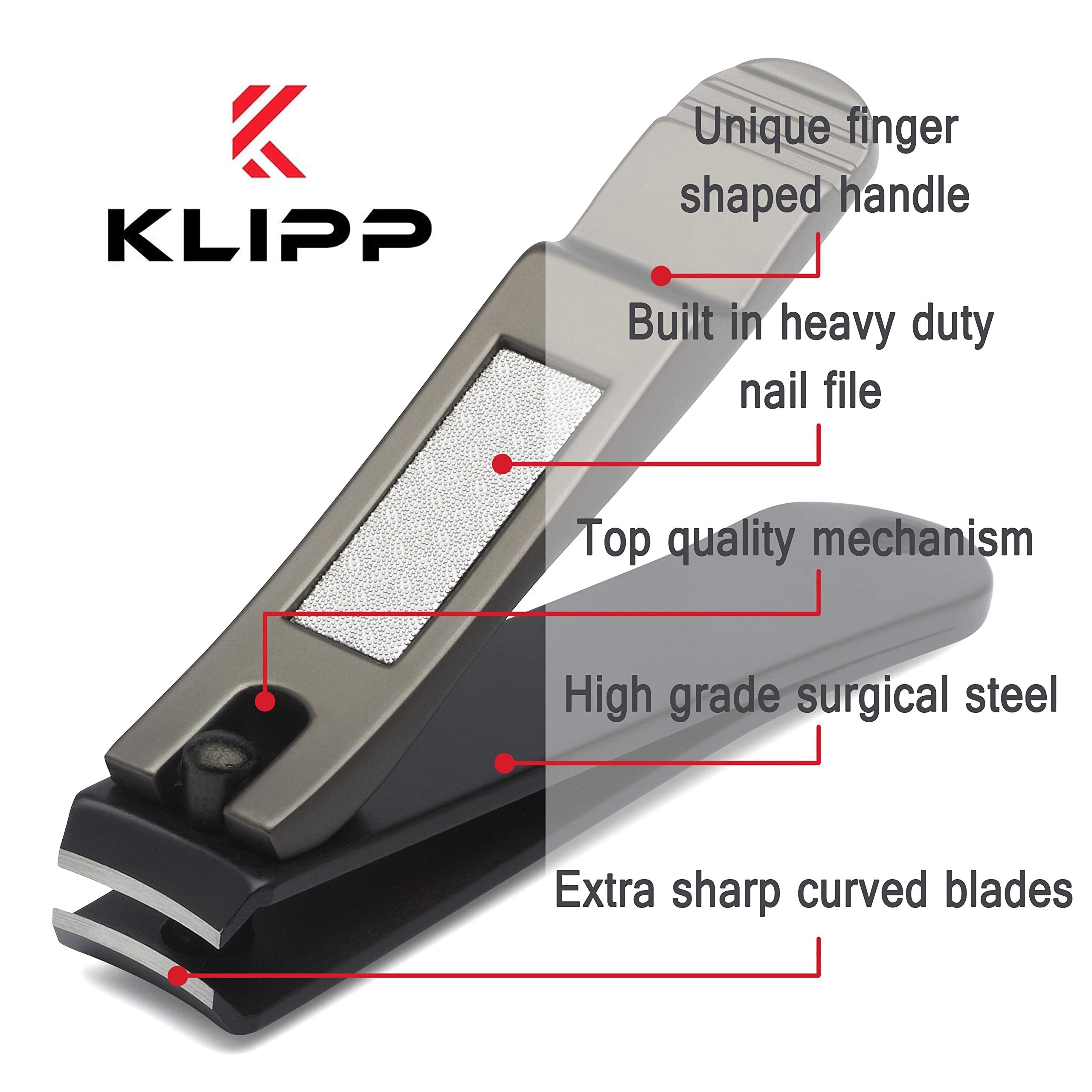KLIPP nail care kit in hand showing clean, controlled trimming