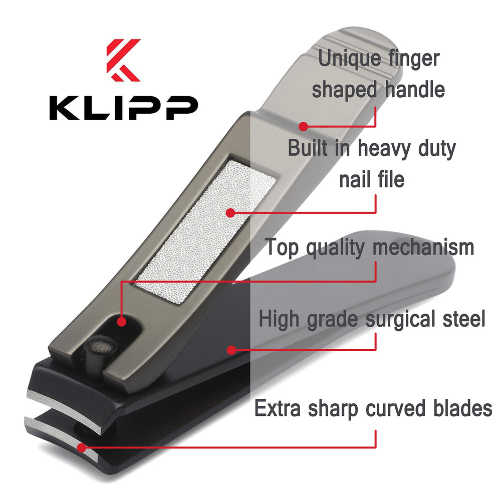KLIPP nail care kit in hand showing clean, controlled trimming