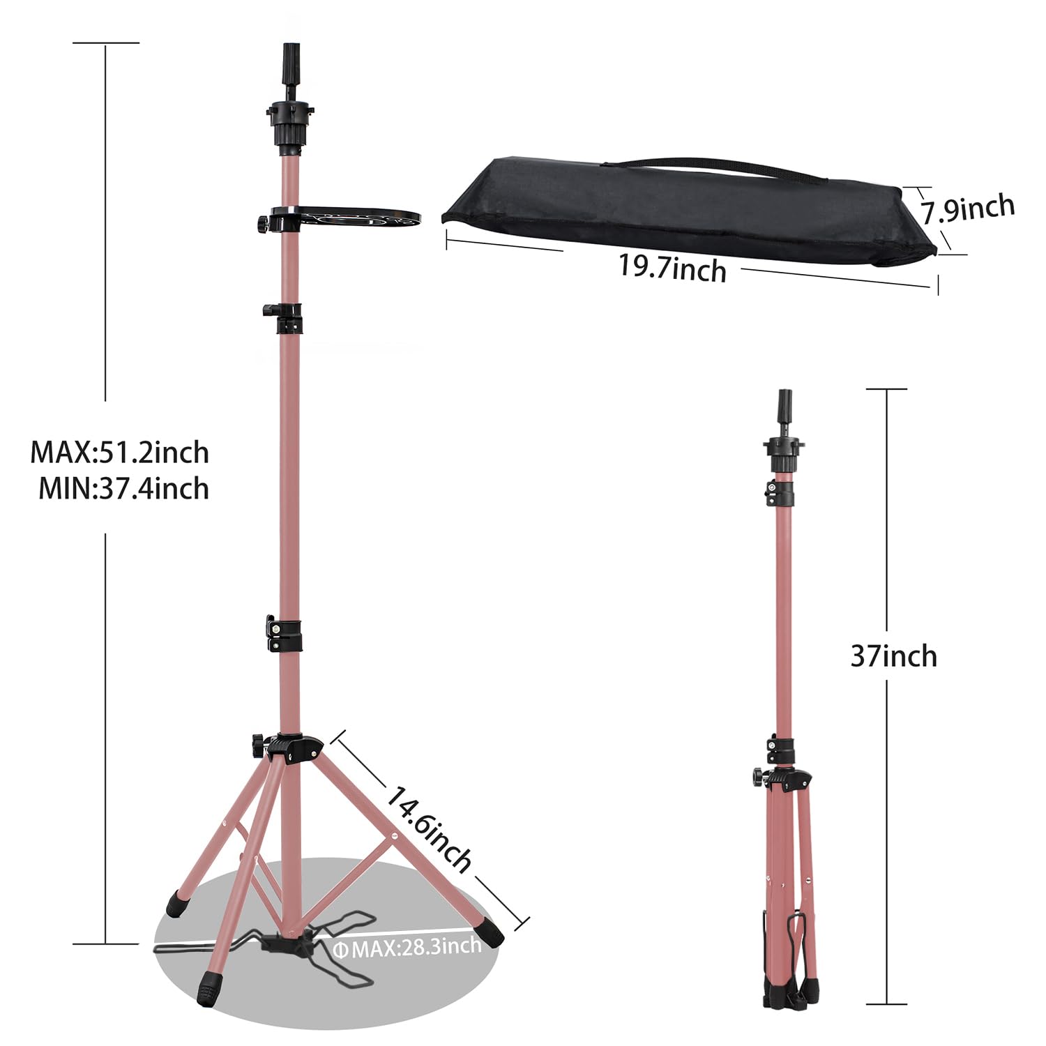 Klvied adjustable-height tripod spans 35.4 to 52.4 inches for versatile setups.
