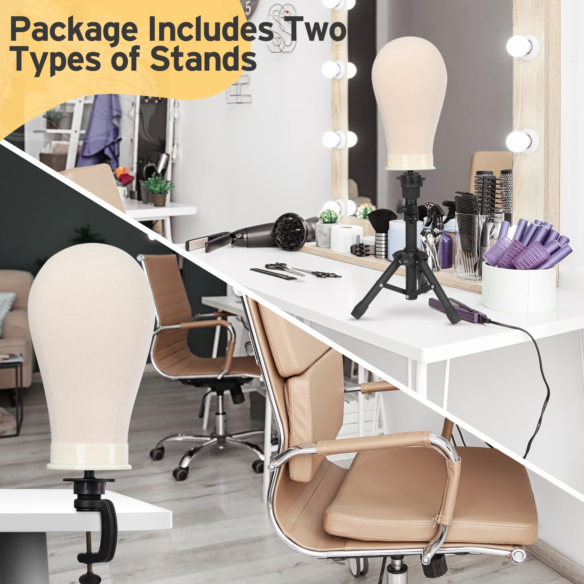 Klvied cork canvas head is odor-free and sturdy for wig making