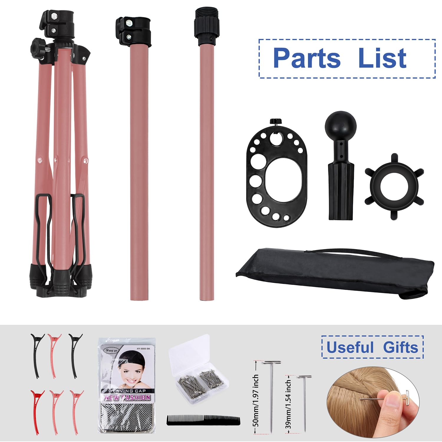 Klvied included kit with combs, wig caps, pins, and clips enhances readiness for styling.