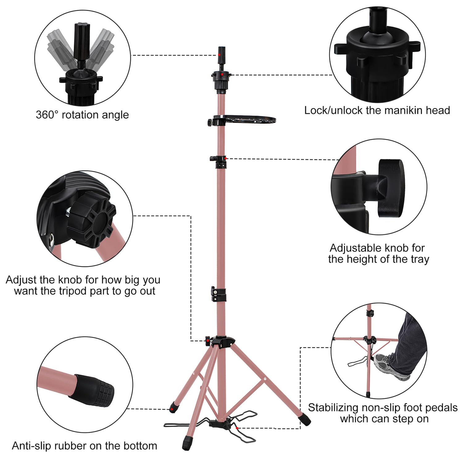 Klvied portable wig stand folds into a compact travel bag for on-the-go use.