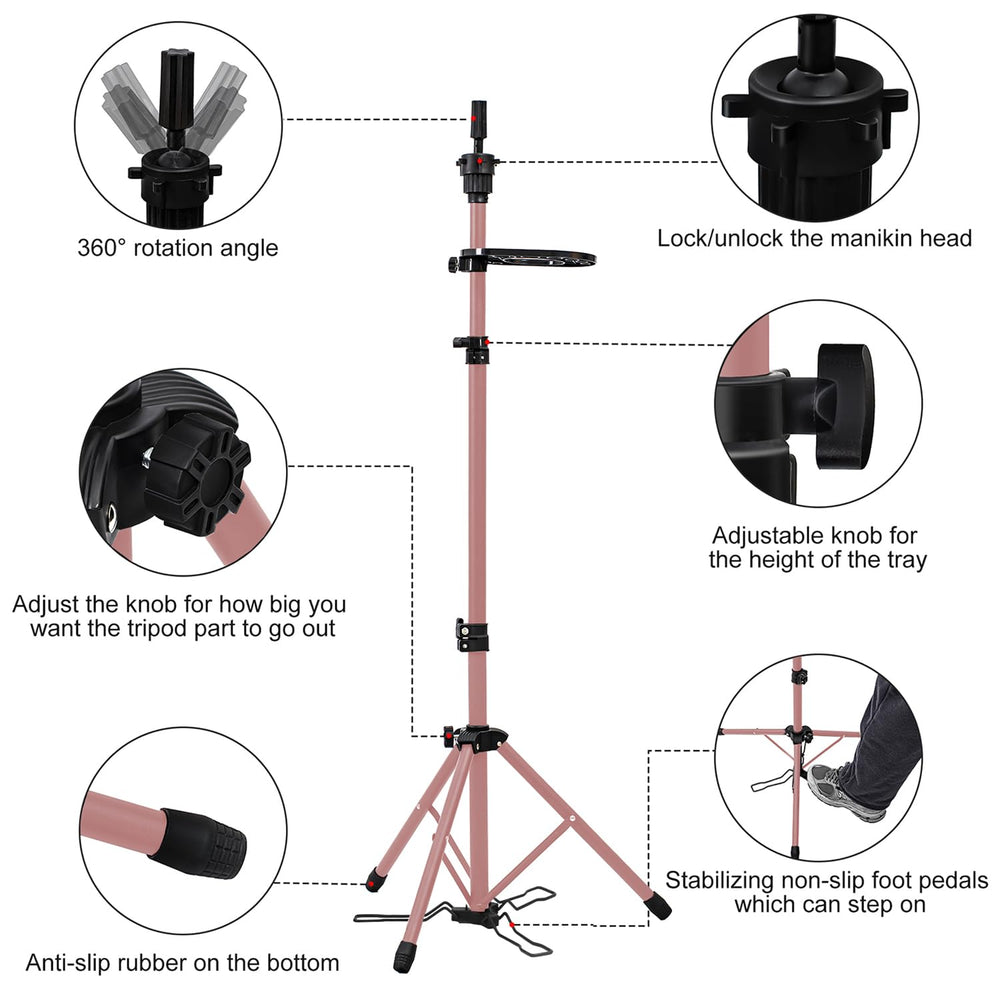 Klvied portable wig stand folds into a compact travel bag for on-the-go use.