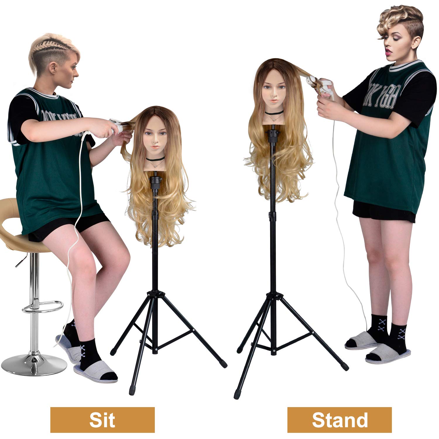 Klvied wig stand tripod extendable height for flexible setups.