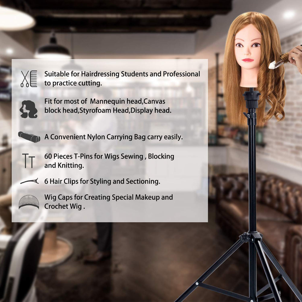 Klvied wig stand multiuse with canvas head compatibility for versatile use.