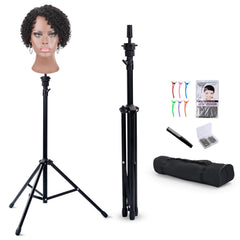 Klvied wig stand tripod top holder showing sturdy support for training.