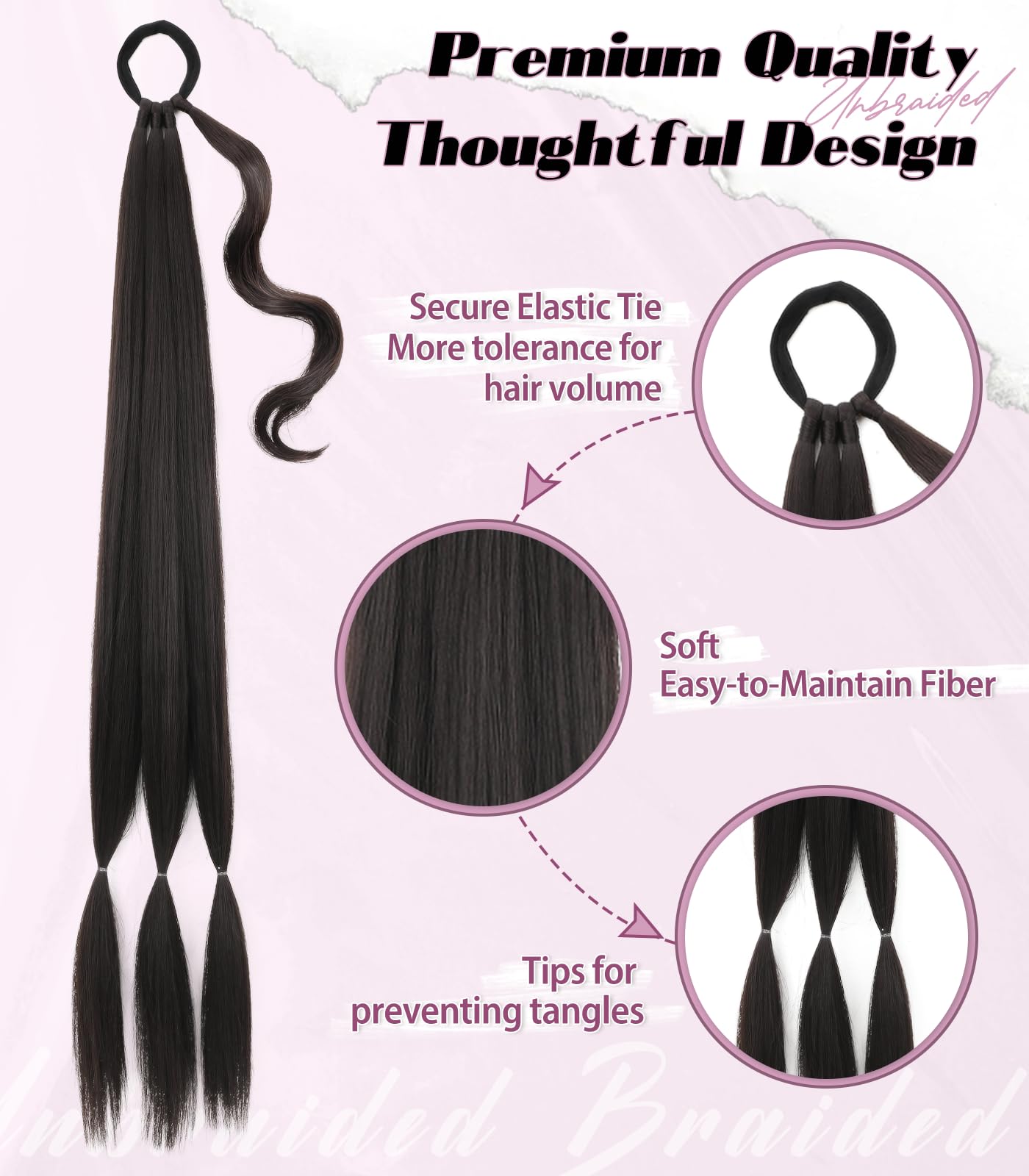Kmzbasg wrap-around elastic-band attachment demonstrates quick secure fit for confident styling.