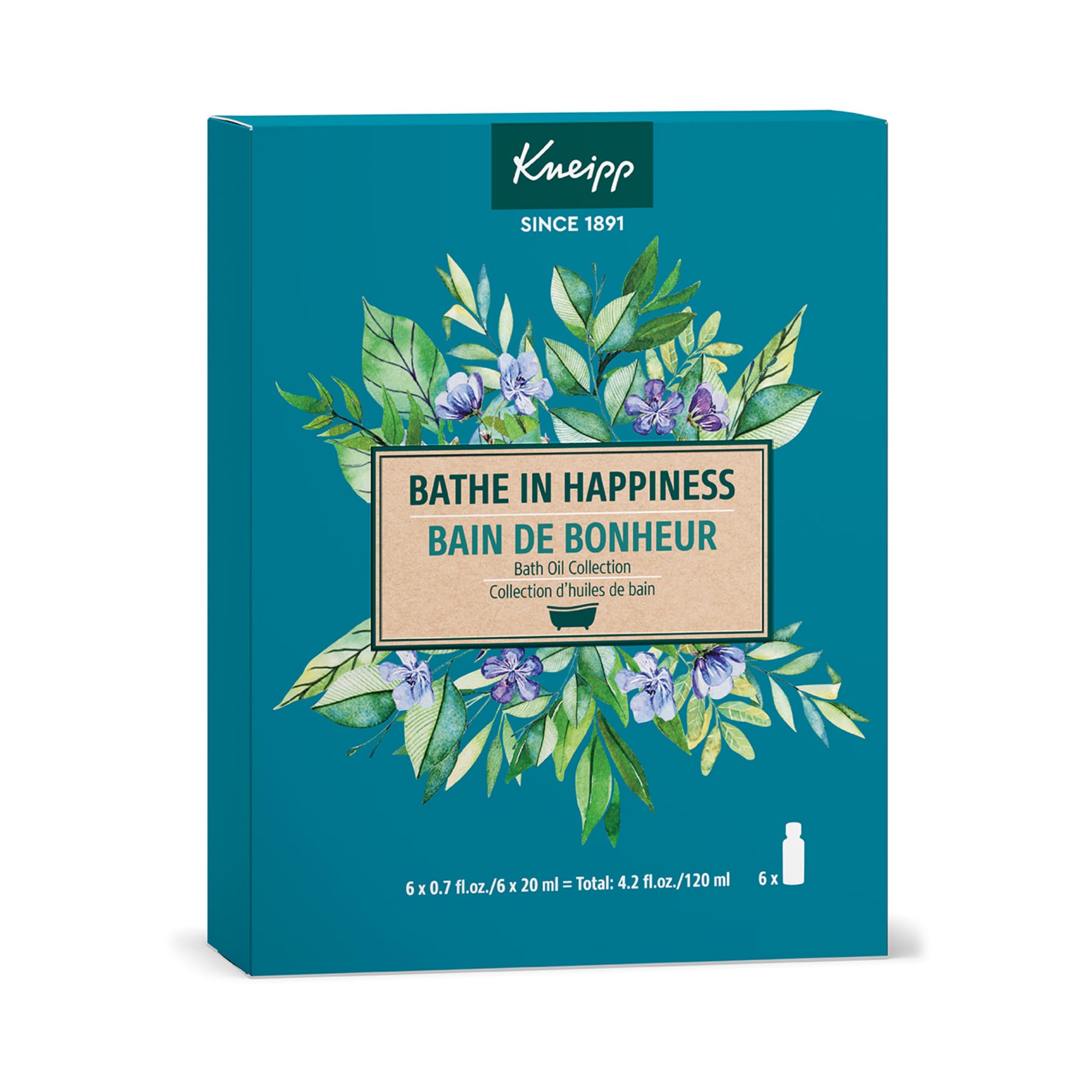 Kneipp Bathe in Happiness 6-Piece Set hero image with gift-ready packaging for a spa-like bath