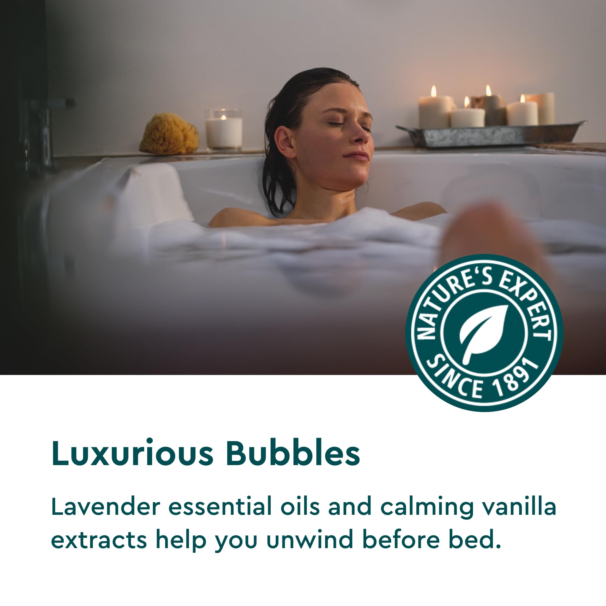 Kneipp Dream Time Lavender & Vanilla blue hue enhances tranquil mood in tub