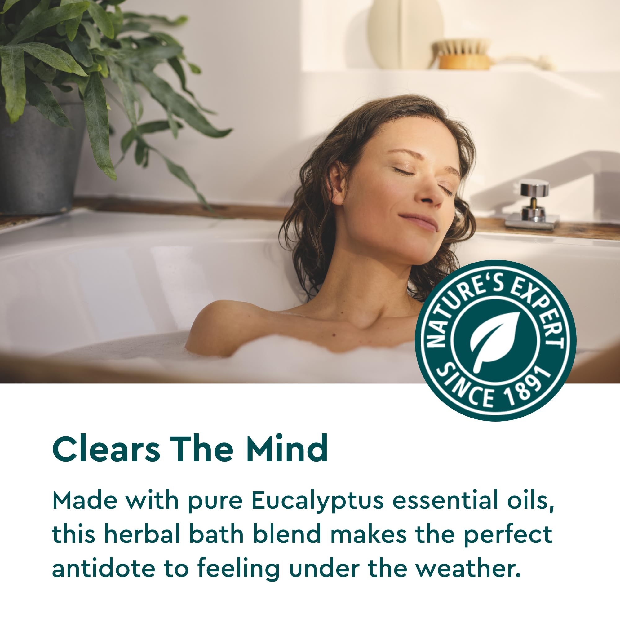 Kneipp Under The Weather Eucalyptus Bath Oil bath water image shows reviving steam and clarity.