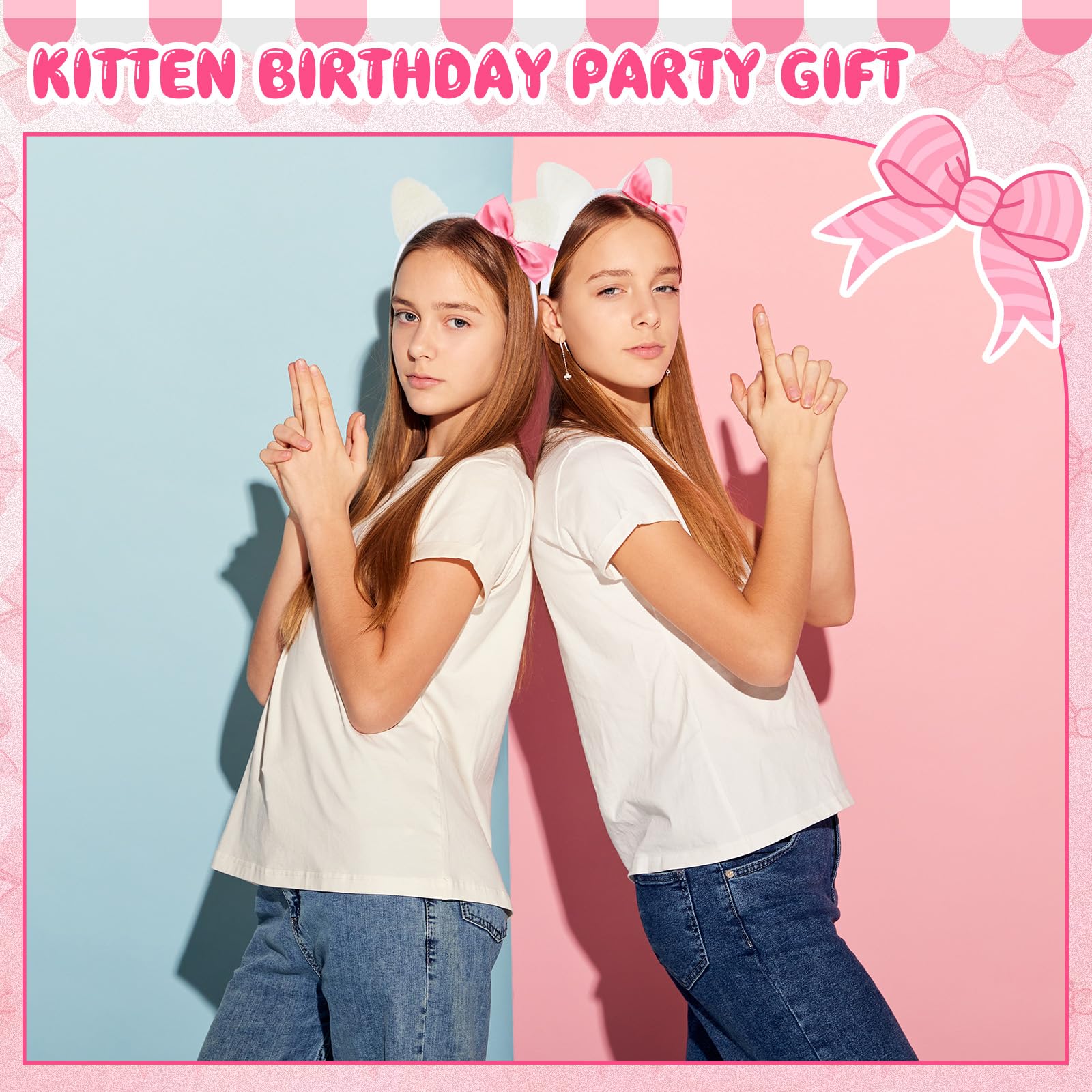 Knitgrip cat coquette bow headbands pink for stylish costume accents