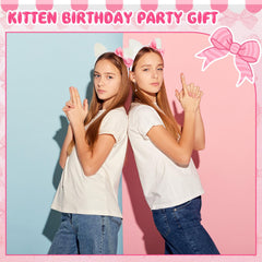 Knitgrip cat coquette bow headbands pink for stylish costume accents