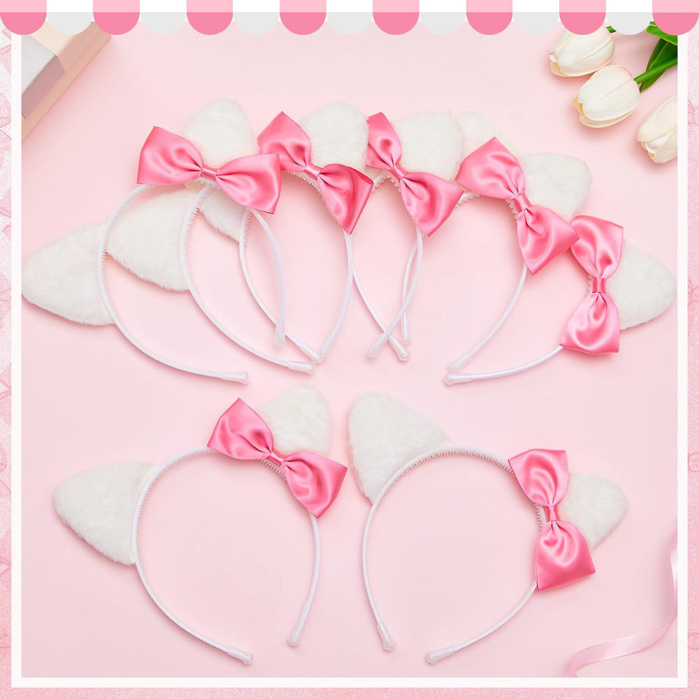 Knitgrip durable plastic base headbands with plush ears pink for kids and adults