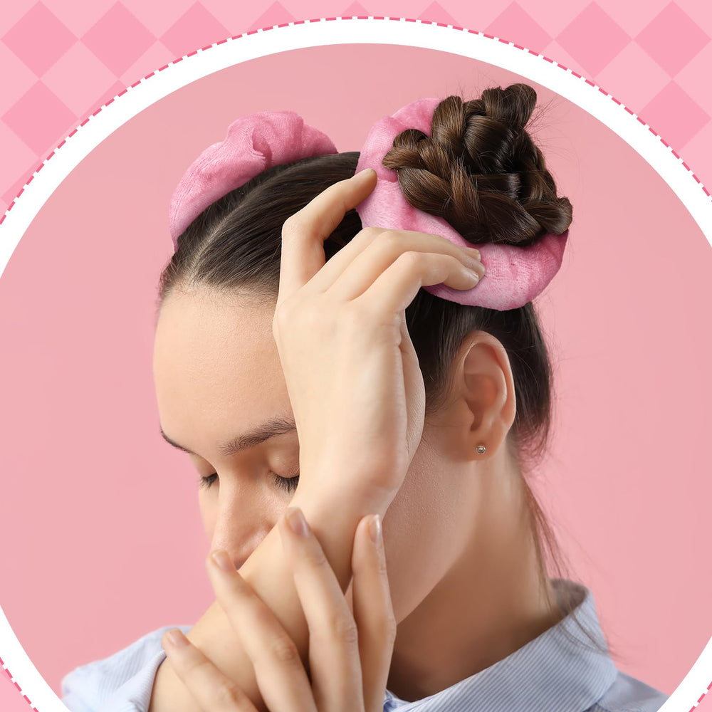 Knitgrip pink-green scrunchies as movie fan gifts for playful fandom wear.