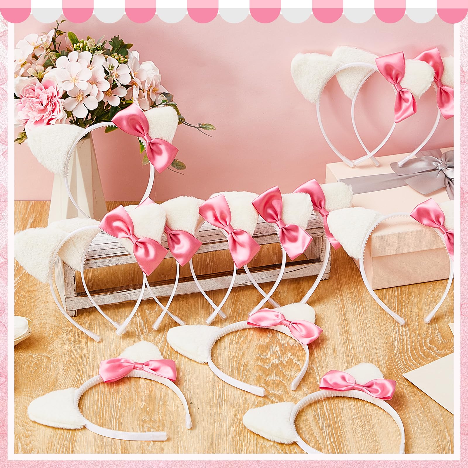 Knitgrip pink party headbands ideal for cat-themed birthday or Halloween fun