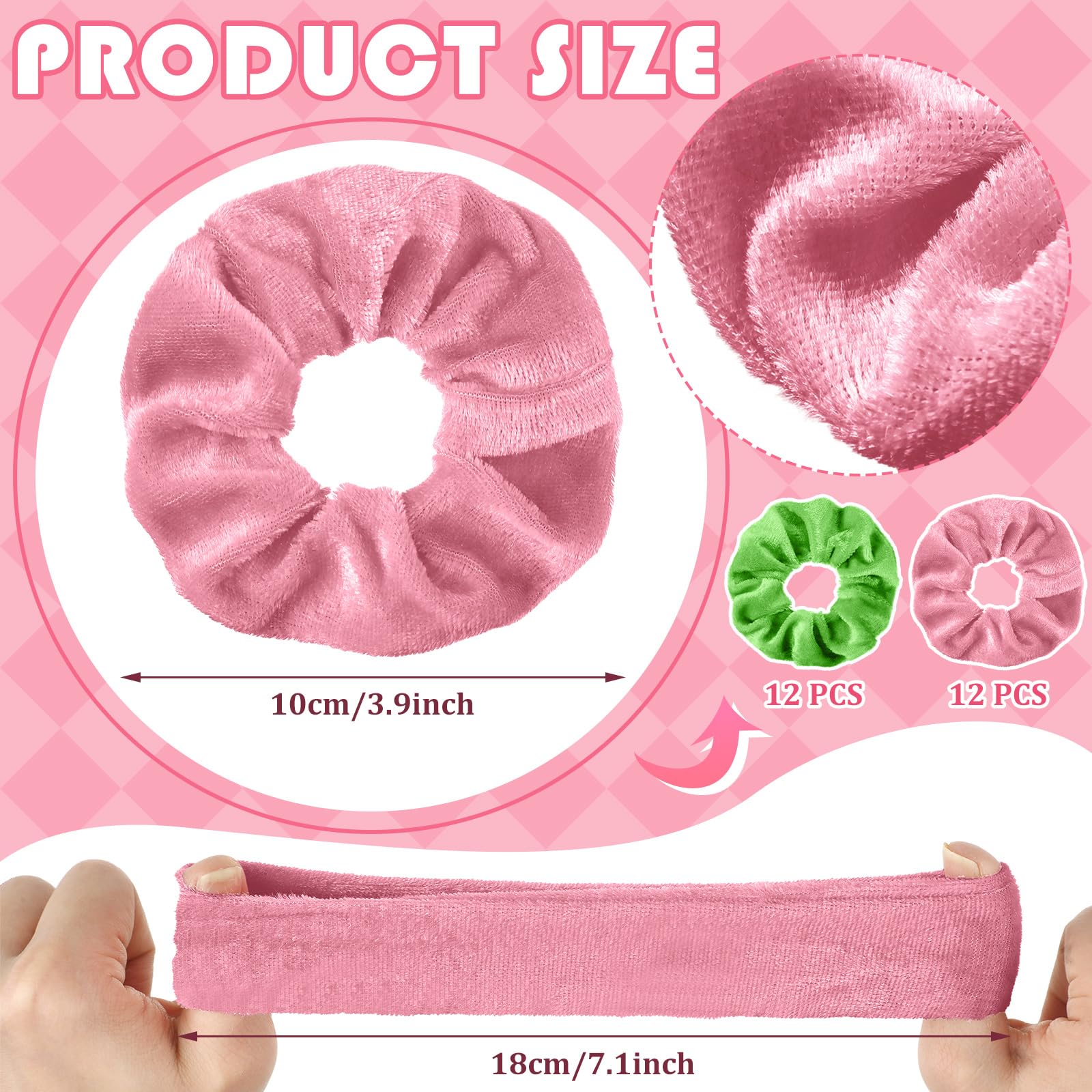 Knitgrip soft velvet green scrunchie provides secure hold without damage to hair.