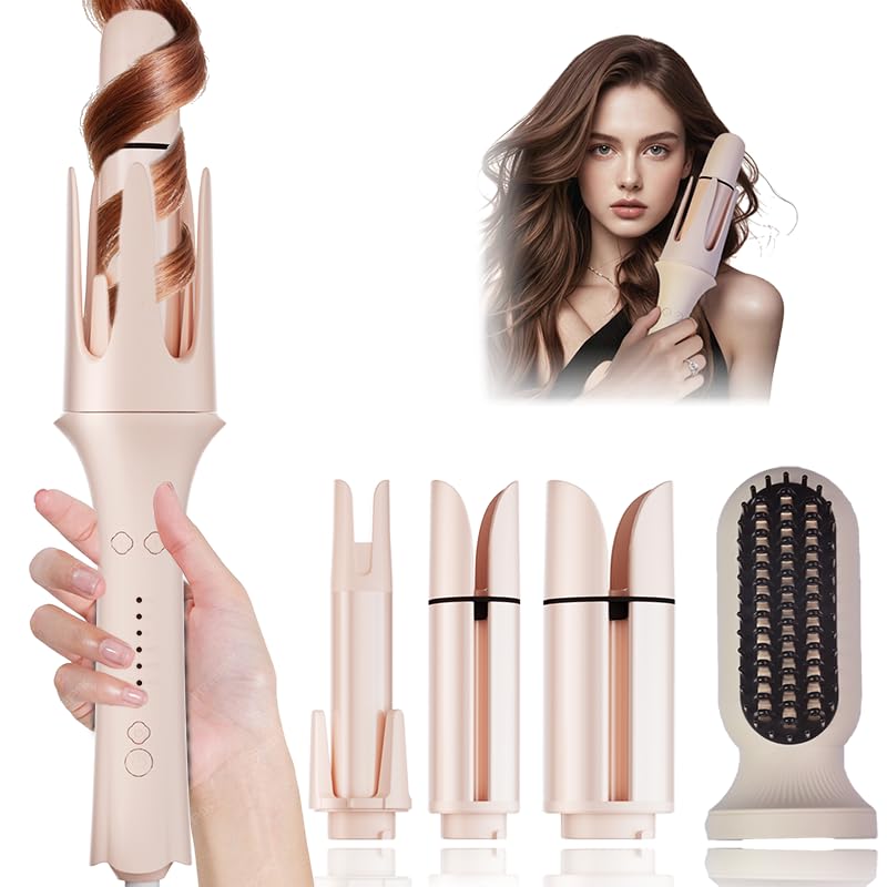 KNJOQ automatic curling iron set front view for versatile styling options