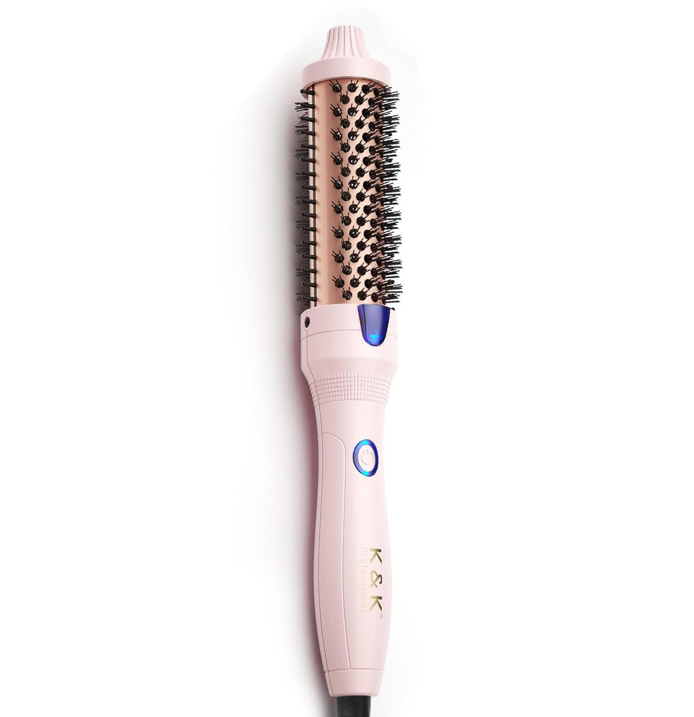 K&K Tourmaline Ionic Hot Brush barrel closeup for smooth, frizz-free results.