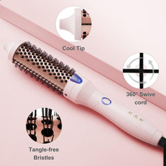 K&K Tourmaline Ionic Hot Brush digital display with heat and voltage settings.