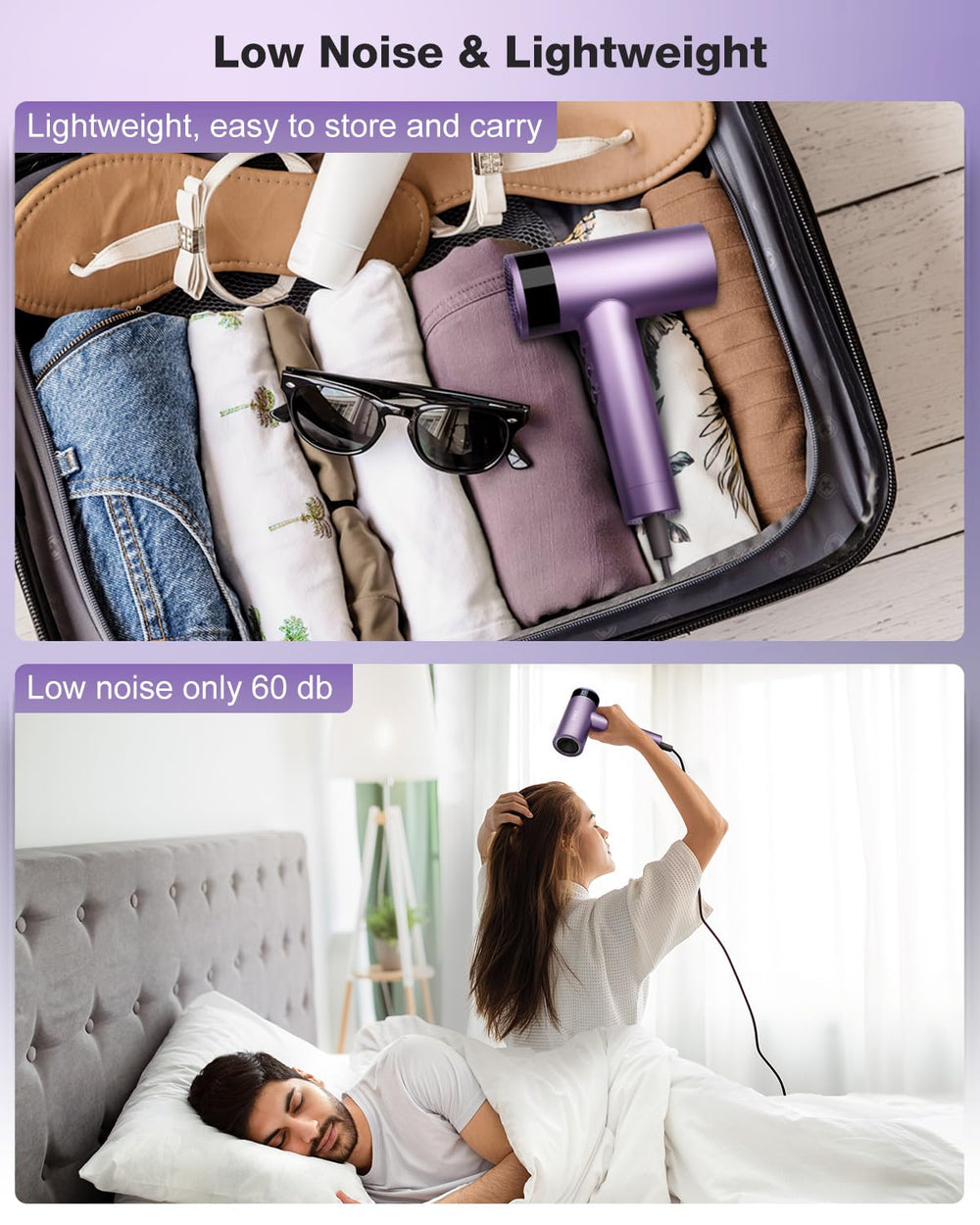 KNKA hair dryer 360-degree nozzle enables versatile styling angles.