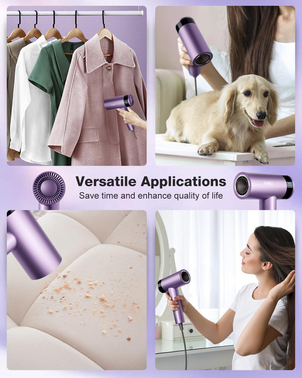 KNKA hair dryer for travel or home use, compact design.