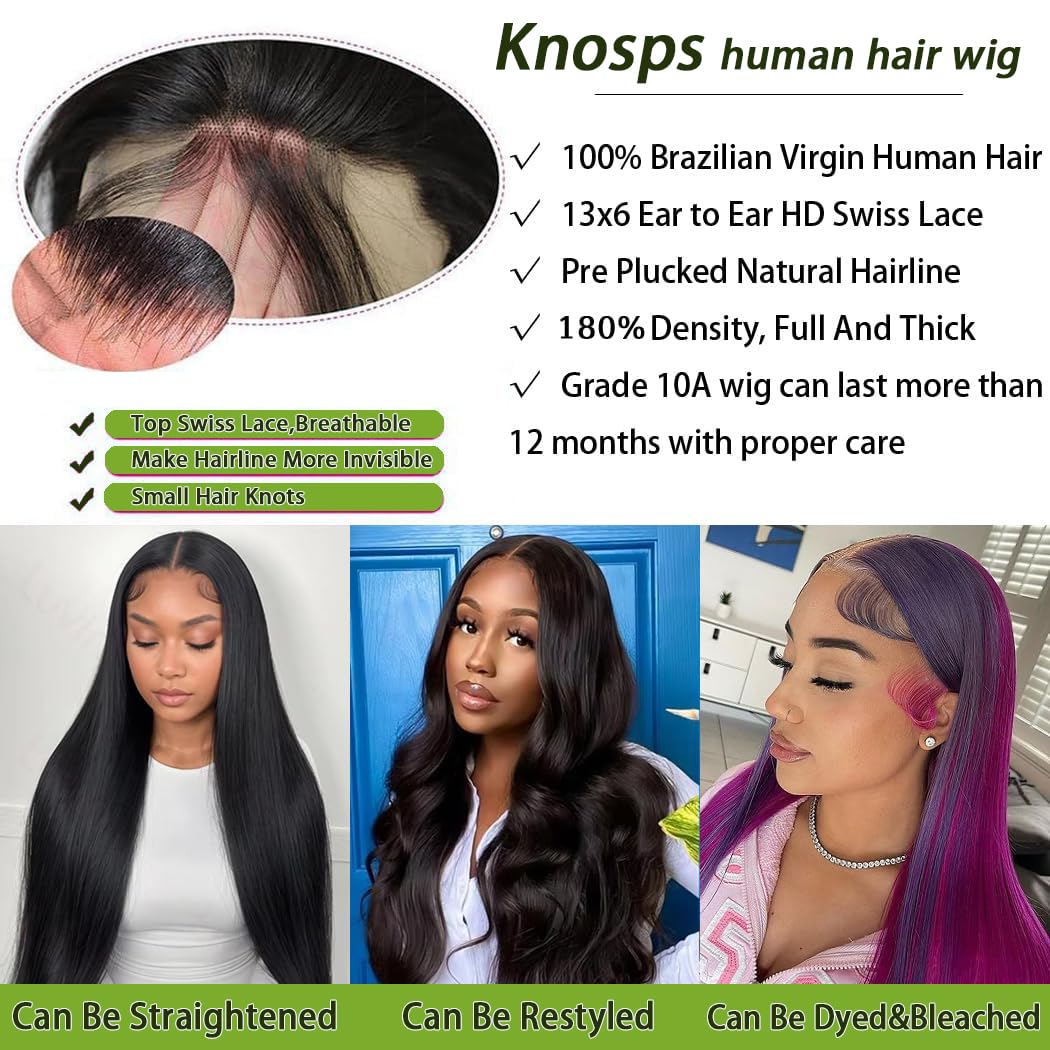 Knosps straight hair wig with 180 density looks full and natural.