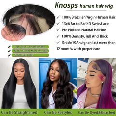 Knosps straight hair wig with 180 density looks full and natural.