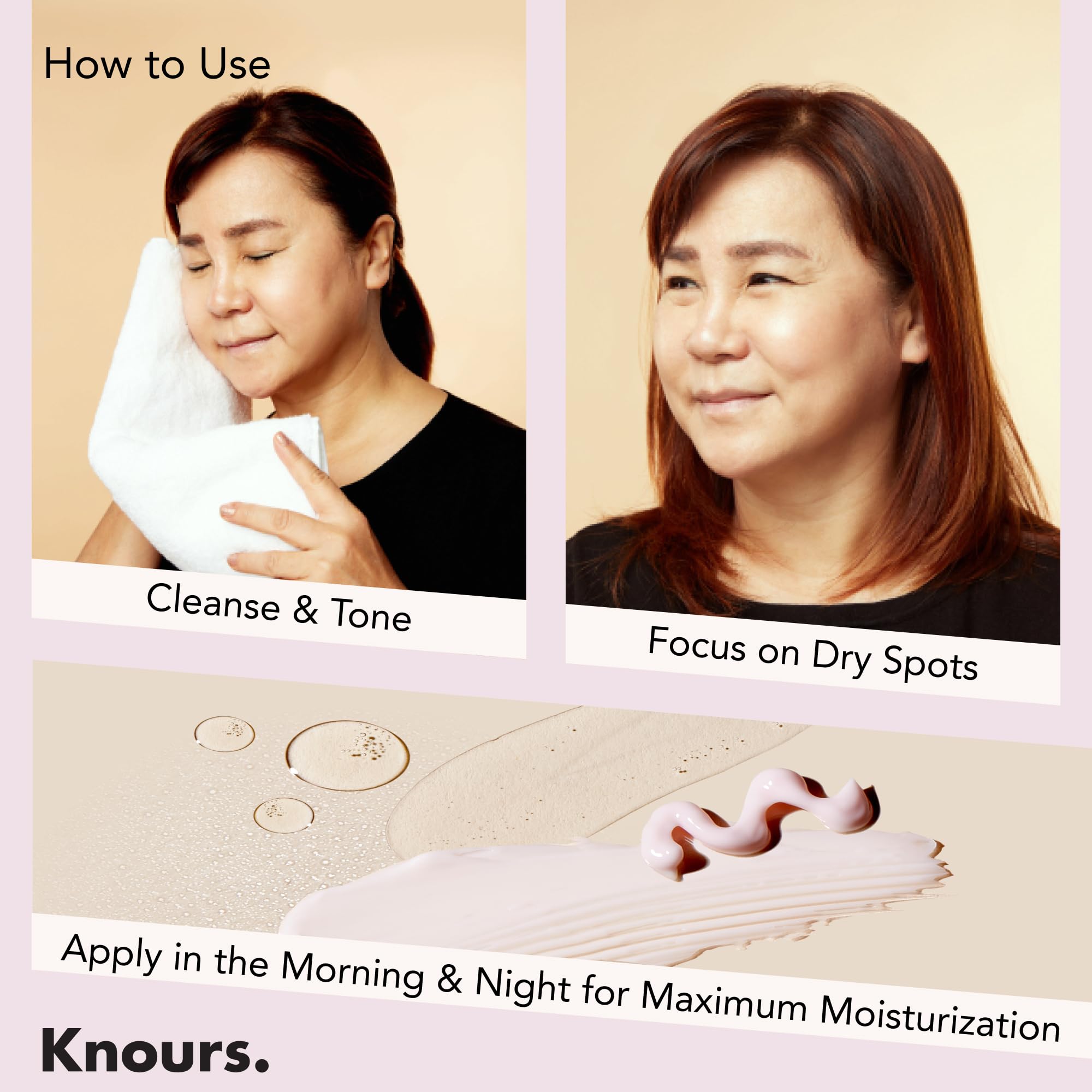 Knours One Perfect Youth Cream ingredients label highlights Niacinamide and oils.