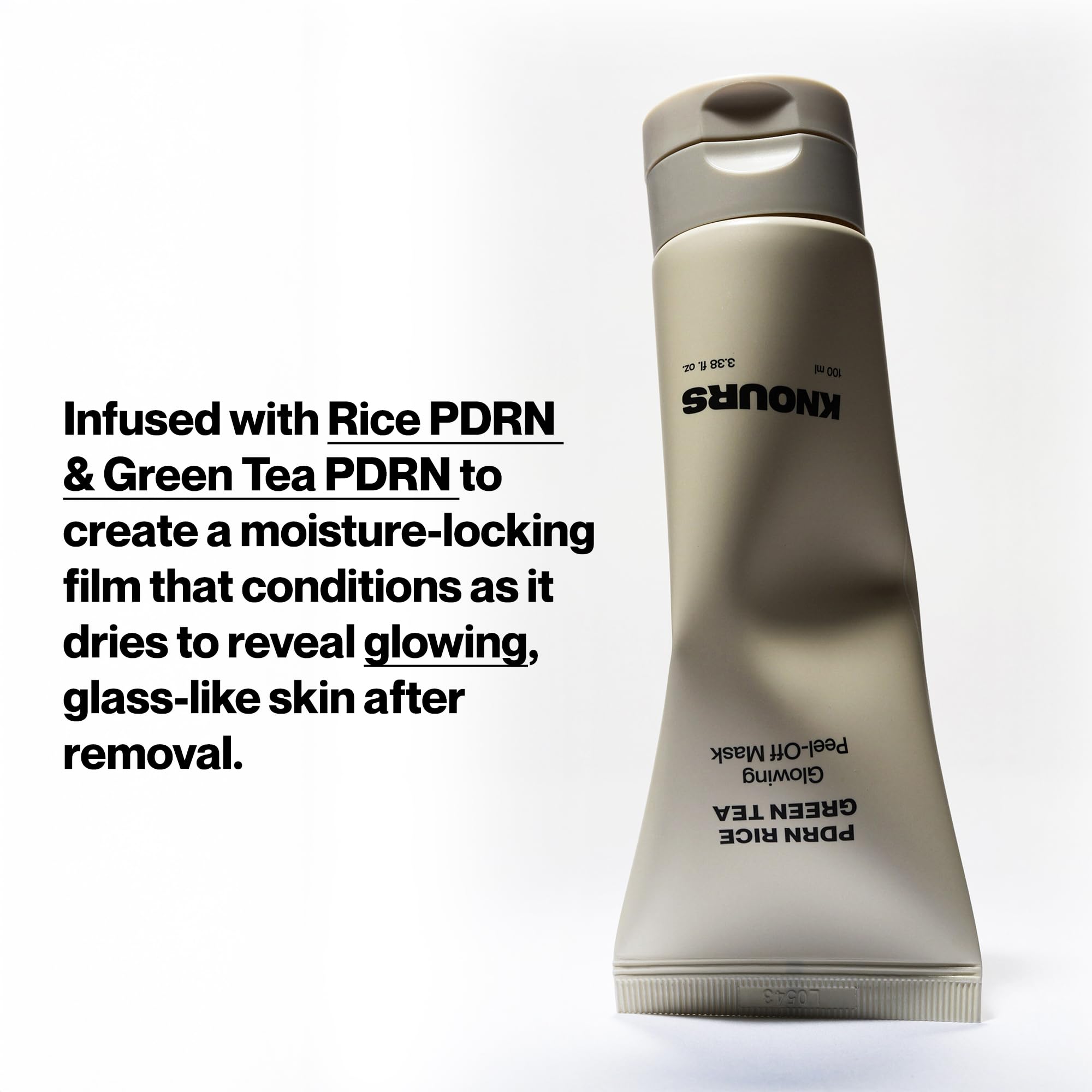 Knours PDRN Rice & Green Tea Glowing Peel Off Mask film-forming in motion for moisture seal