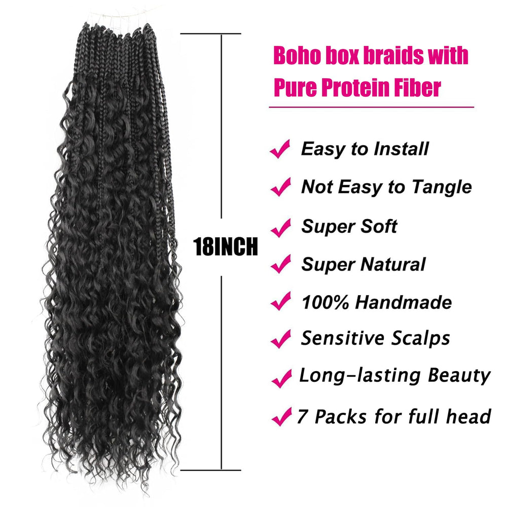 Knovotch Boho Crochet Braids 18in natural texture and realistic feel ideal for versatile styling.