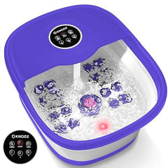 KNQZE collapsible foot spa with heat and bubbles, remote control for easy at-home foot relaxation.