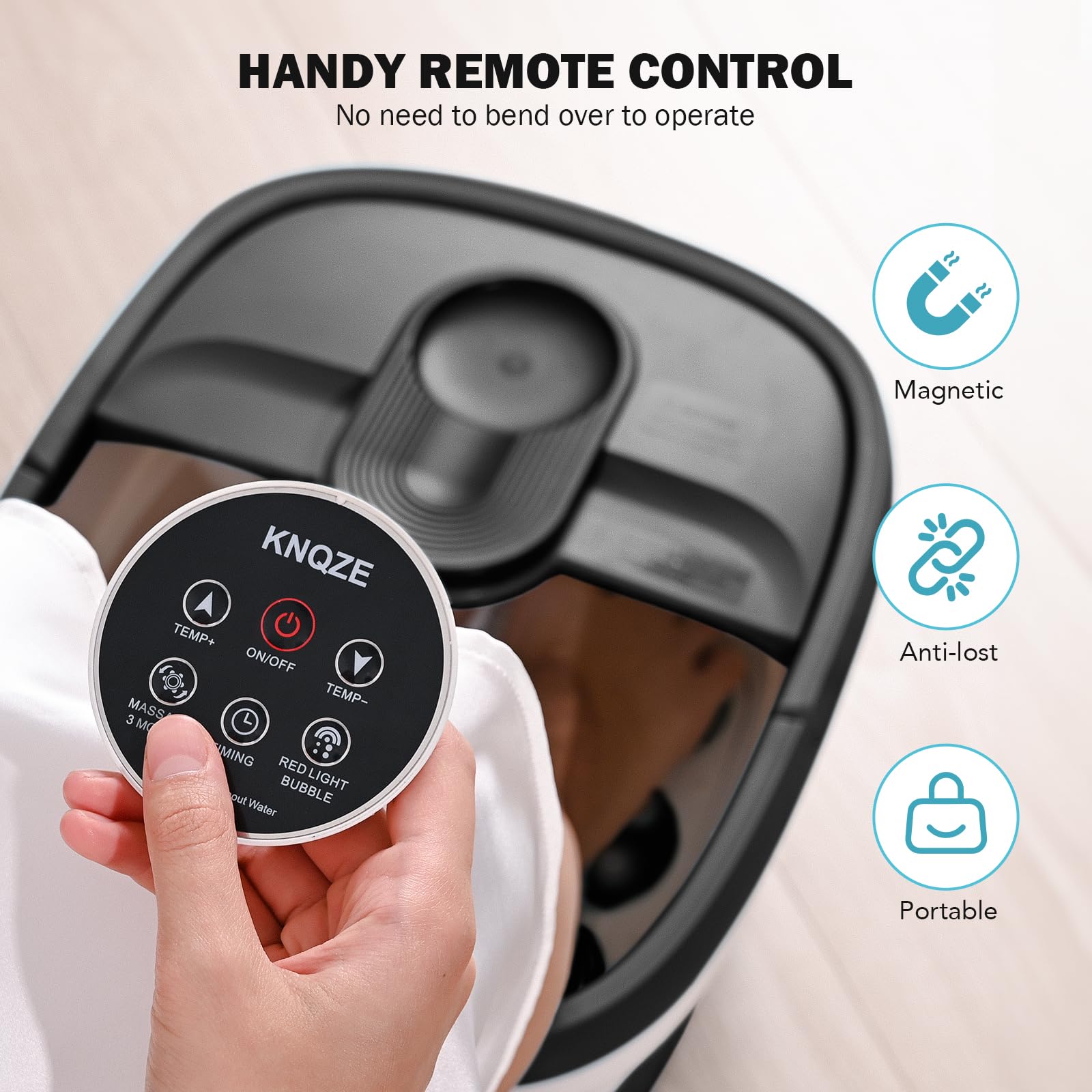 KNQZE foot spa heat display shows precise temperature for comfortable soaks