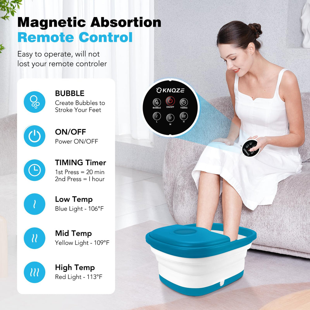 KNQZE foot spa with pumice stone for at-home pedicure and foot care.